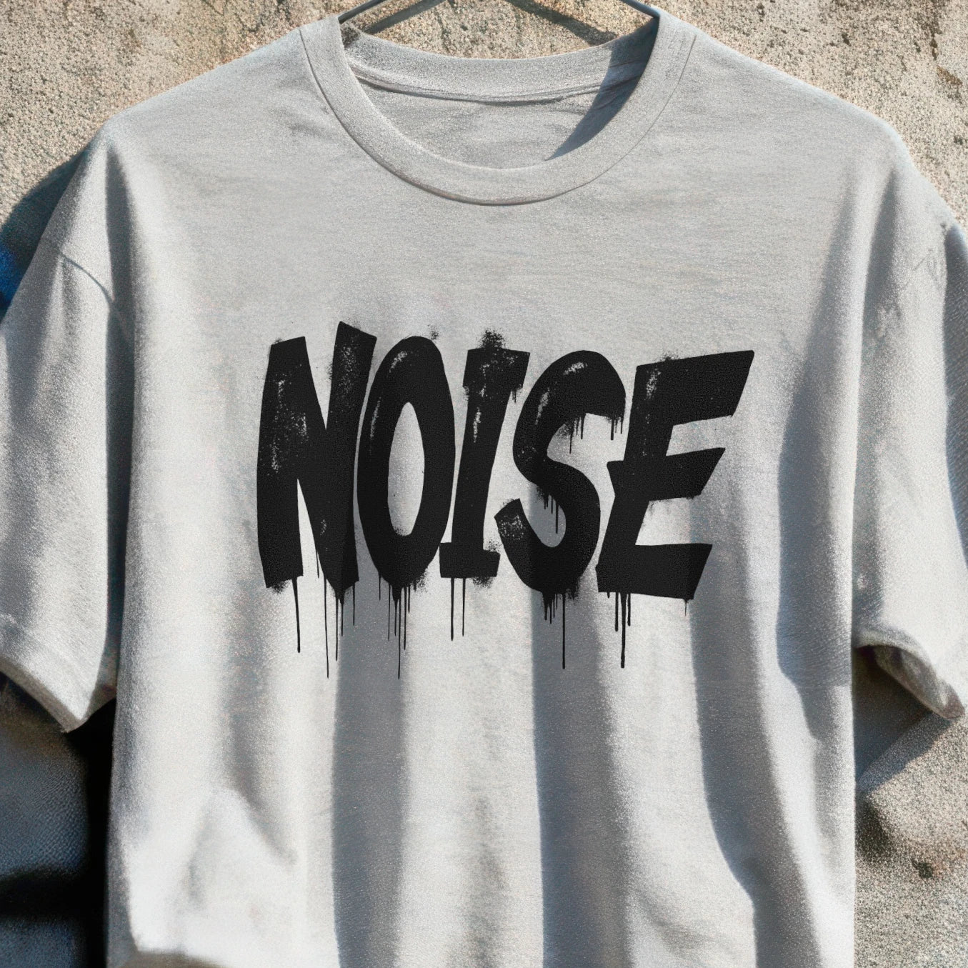 Noise Graffiti Typography Unisex Tee, Streetwear Urban Style Black Paint Shirt