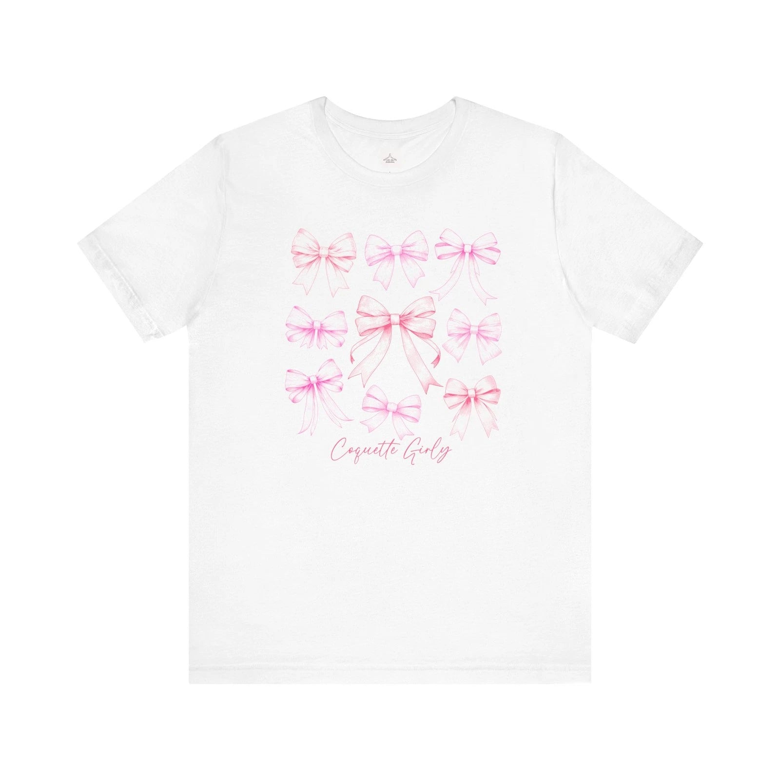 Pink Bow Pattern T-Shirt | Cute Bows, Script Accent