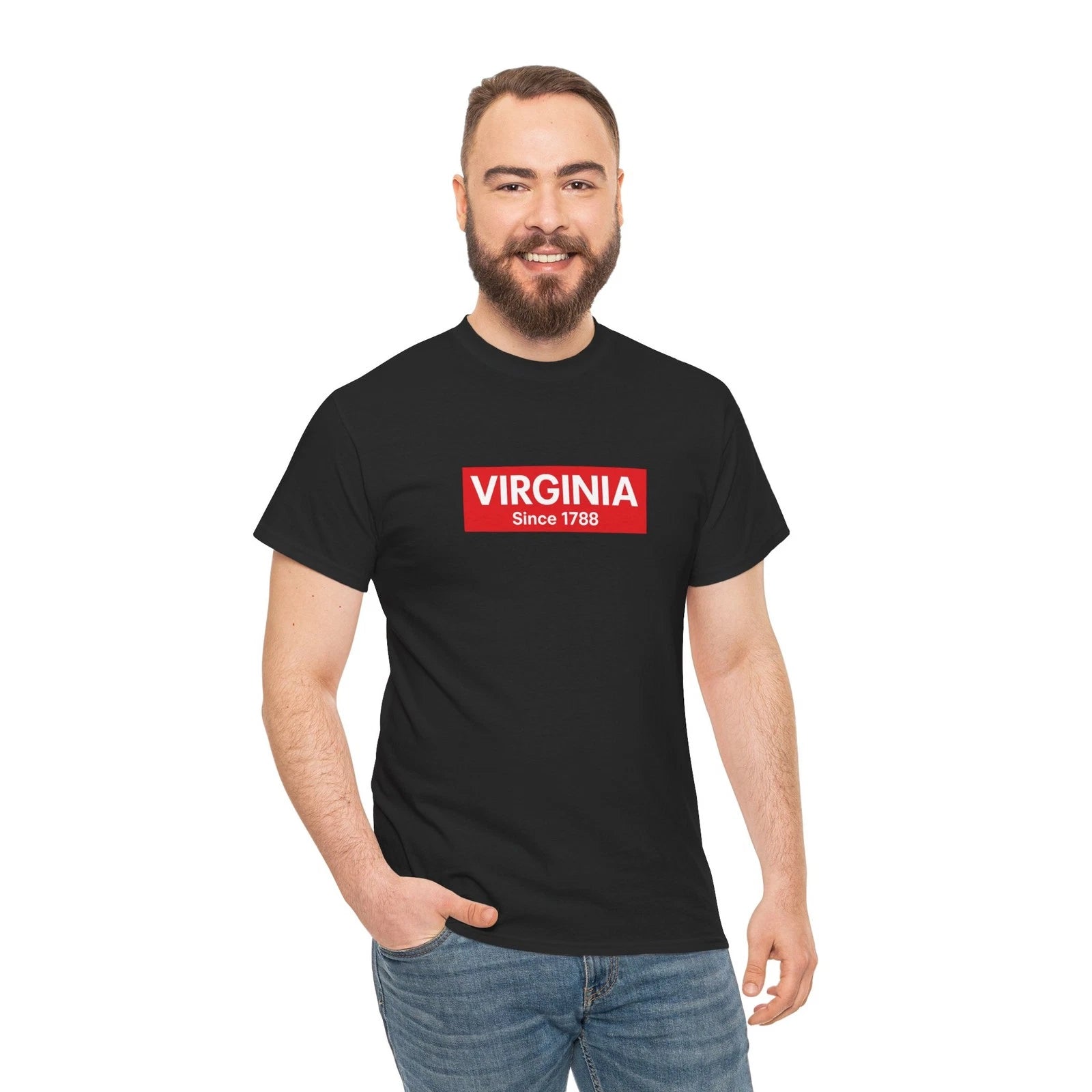 Virginia Premium Cotton Tee, Unisex Vintage Style Tee