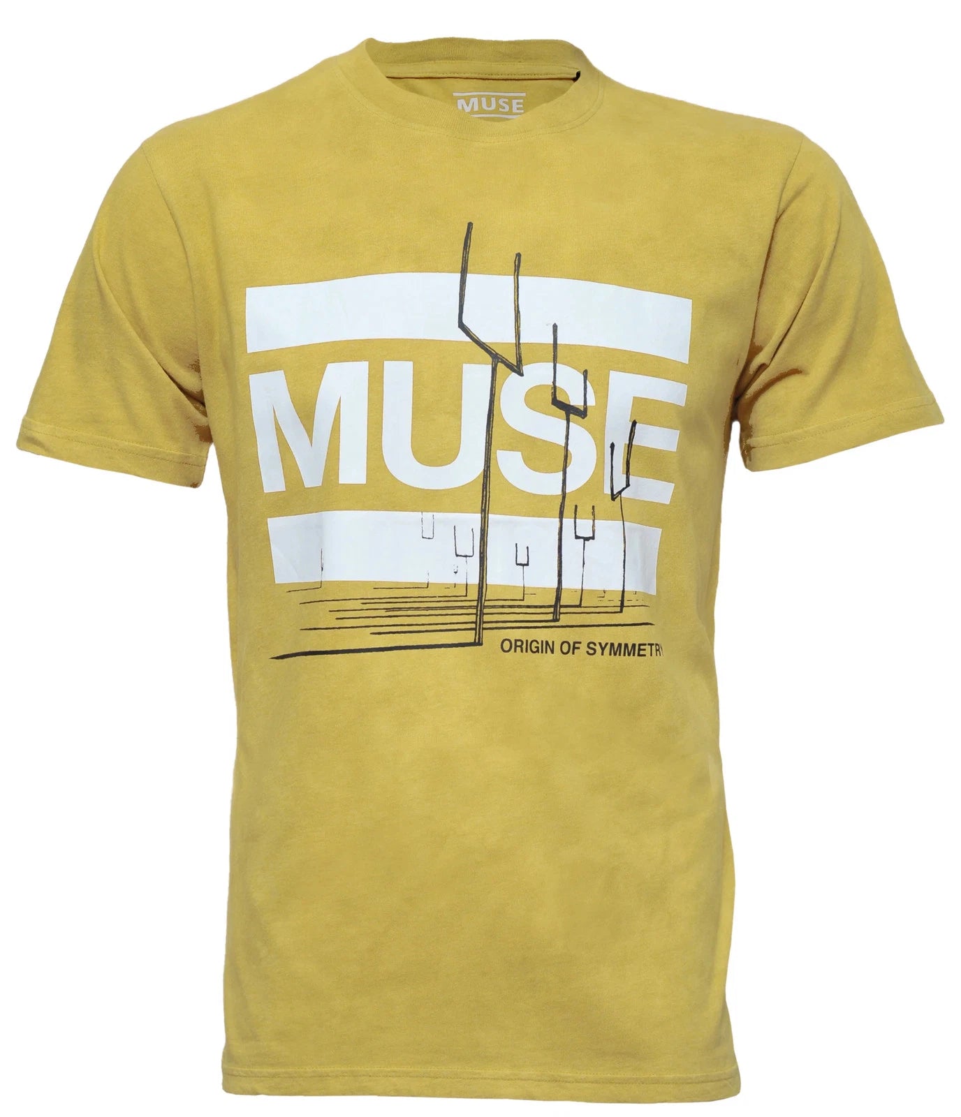 Official Muse T Shirt Origin Of Symmetry Yellow Mineral Wash New S M L XL XXL