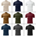 Men Roll Turtle Neck T-shirt Solid Jumper Lightweight Short Sleeve Top Tee Basic