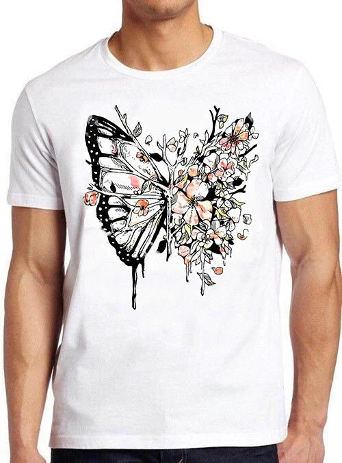 Butterfly Flowers  Meme Funny Vintage Style Cult Funny Gift Tee T Shirt M813