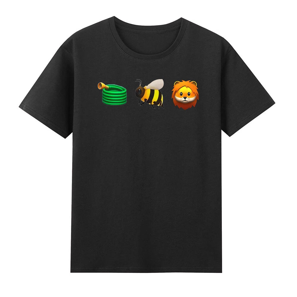 Hose Bee Lion Honeycomb Icon Funny Cartoon Meme Vintage Men's T-Shirt Black Tee