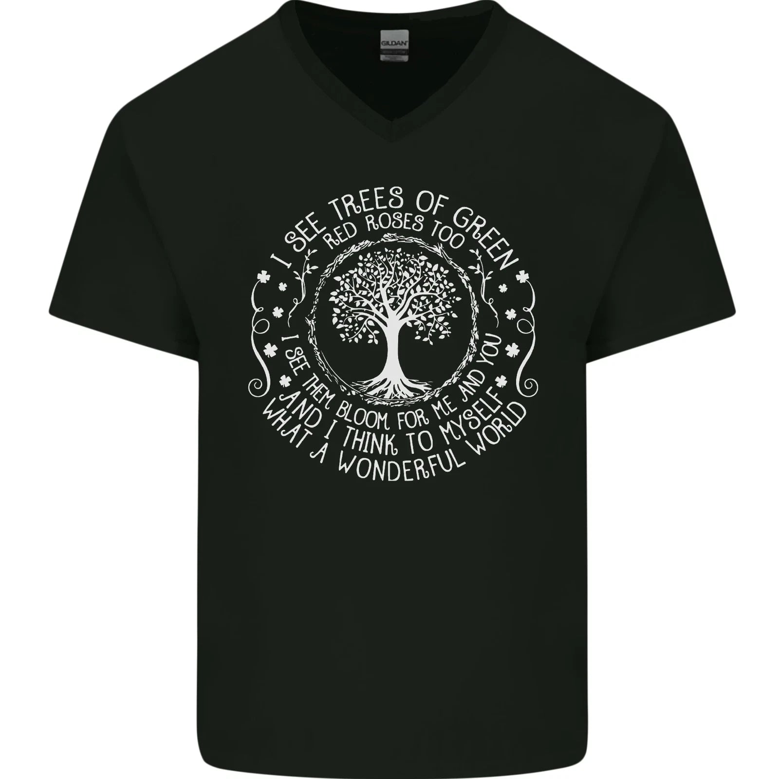 Trees Of Green Mens V-Neck Cotton T-Shirt