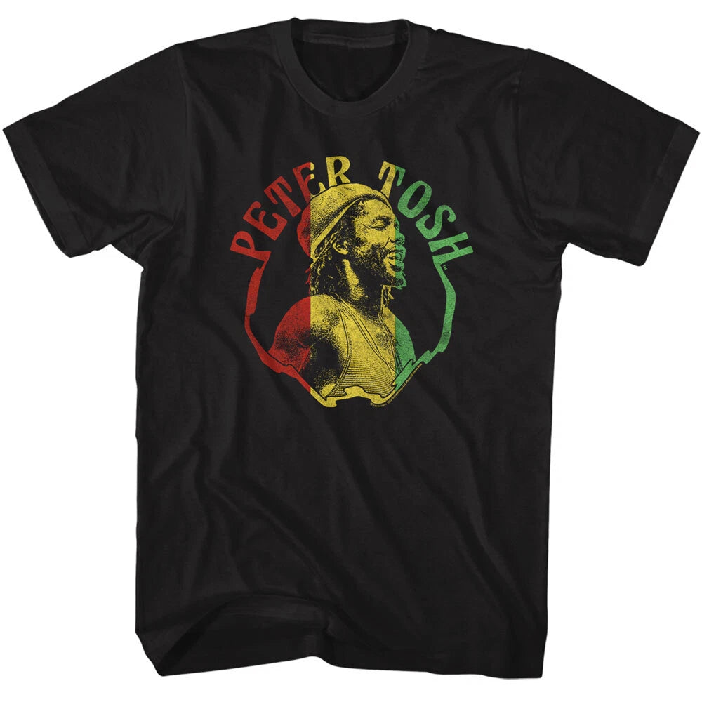 Peter Tosh Framed Photo Rasta Colors Men's T Shirt Reggae Music Merch