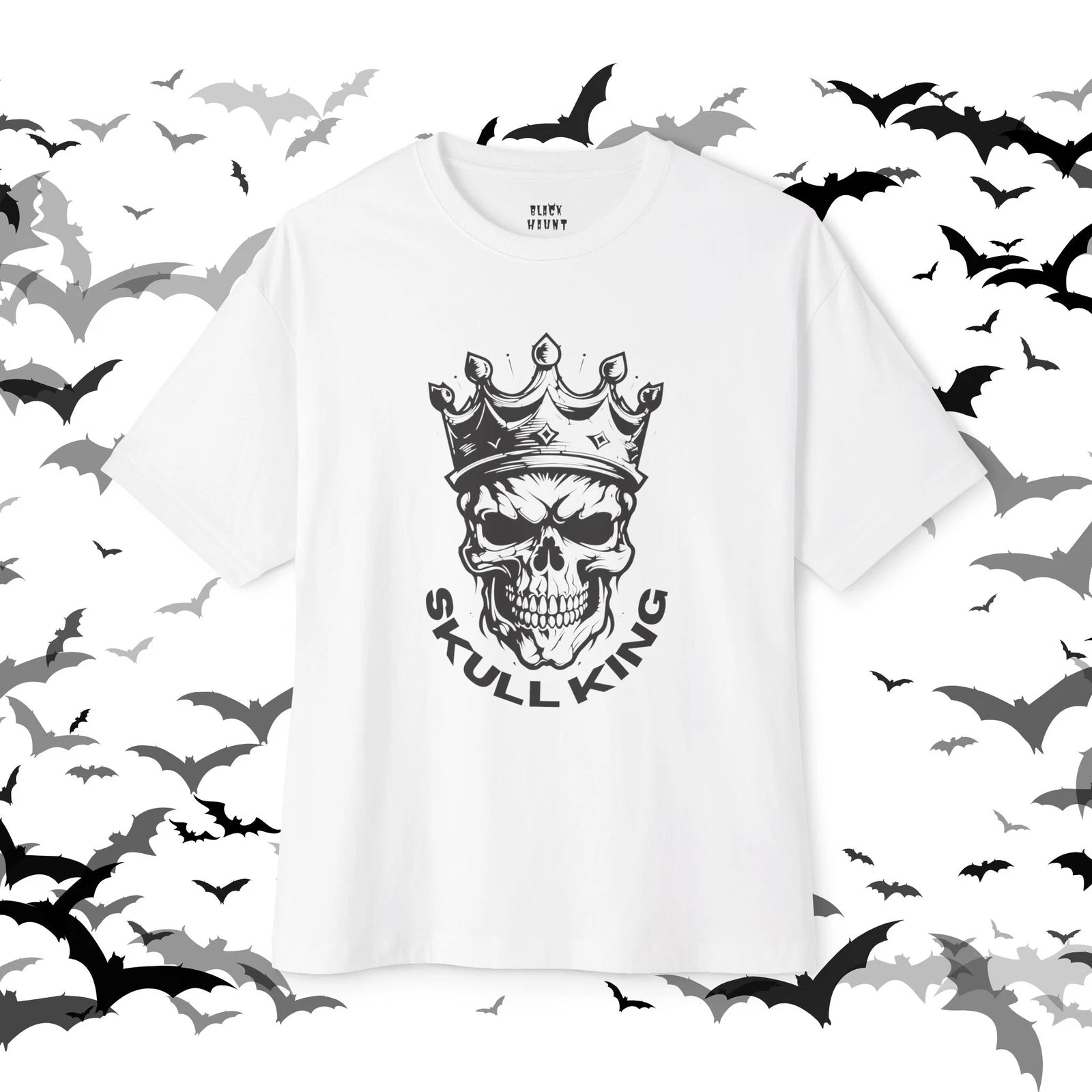 BLACK HAUNT-Skull King Graphic Tee, Unisex Oversized Boxy T-Shirt, Perfect Gift