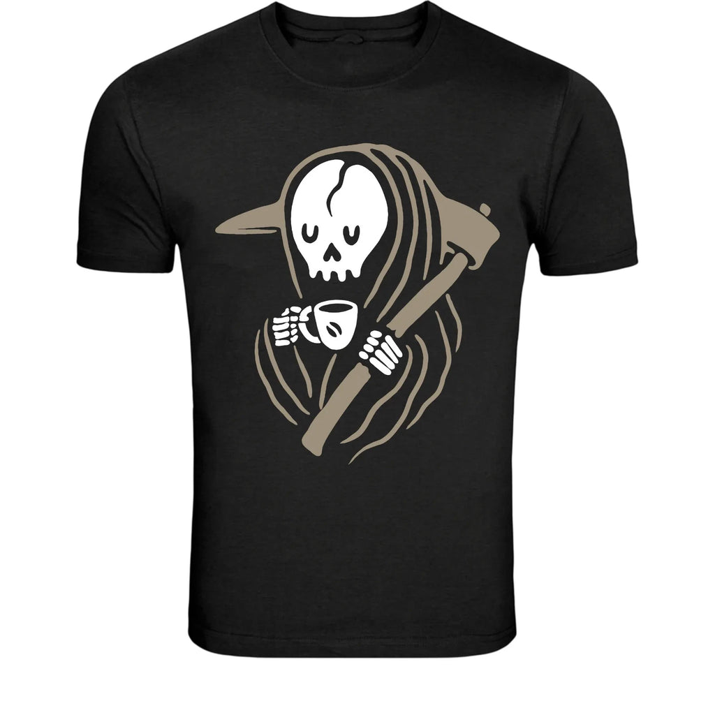 Grim Reaper Coffee Break T-Shirt - Funny Death Coffee Lover