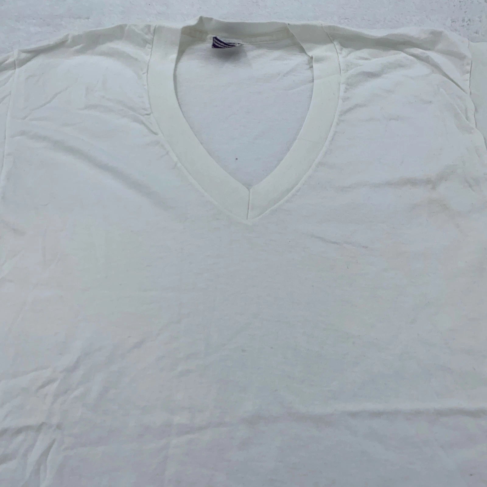 Vintage Blank White BVD V-Neck T-Shirt Mens S/M Undershirt Soft 90s