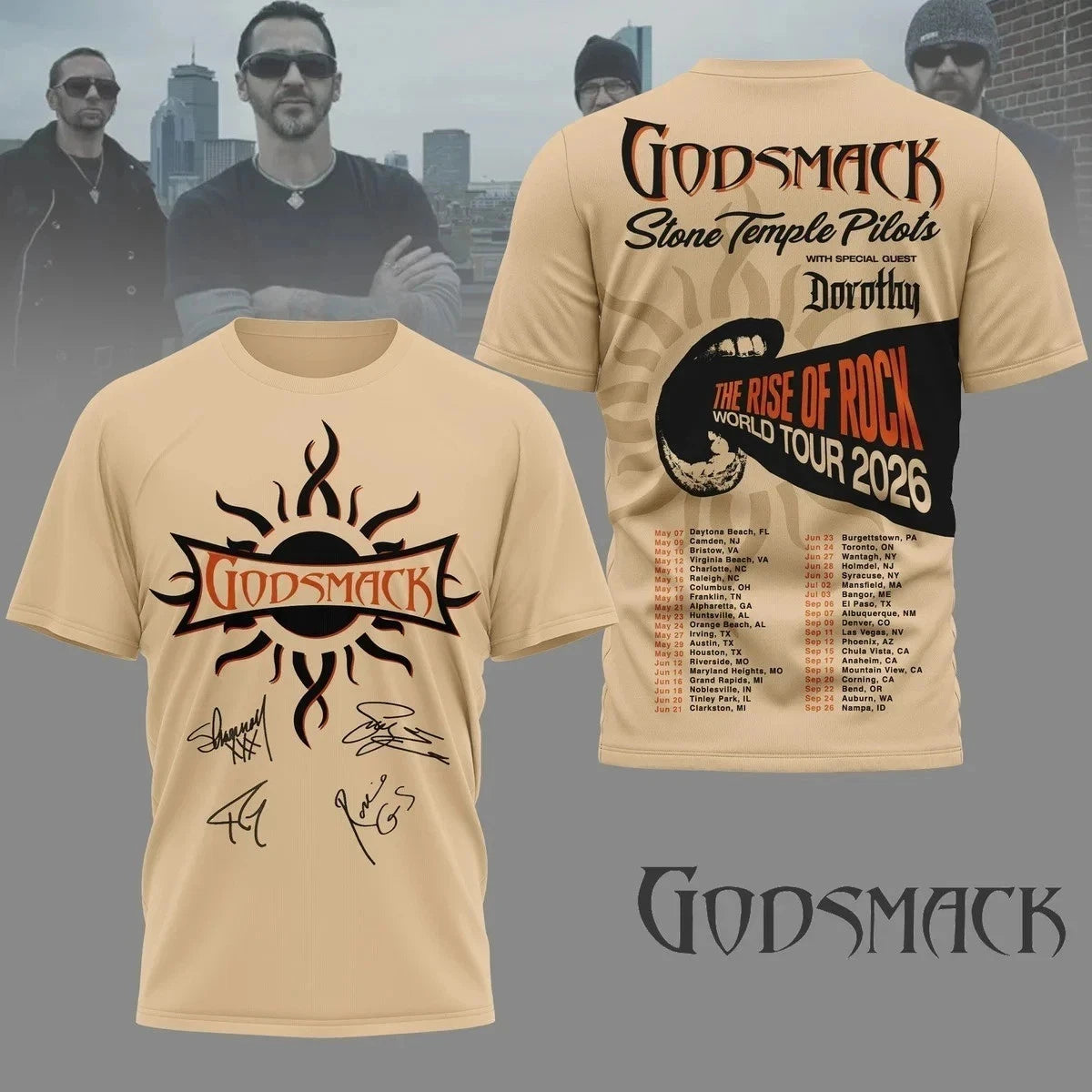 Stone Temple Pilots Tour Shirt 2026 The Rise of Rock 3D T-shirt L1021