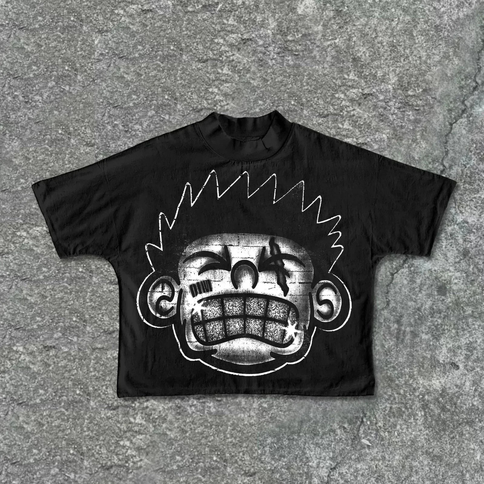 Cartoon Character Grin Mens Y2K Graphic T Shirt Streetwear Cotton Tee S-3XL
