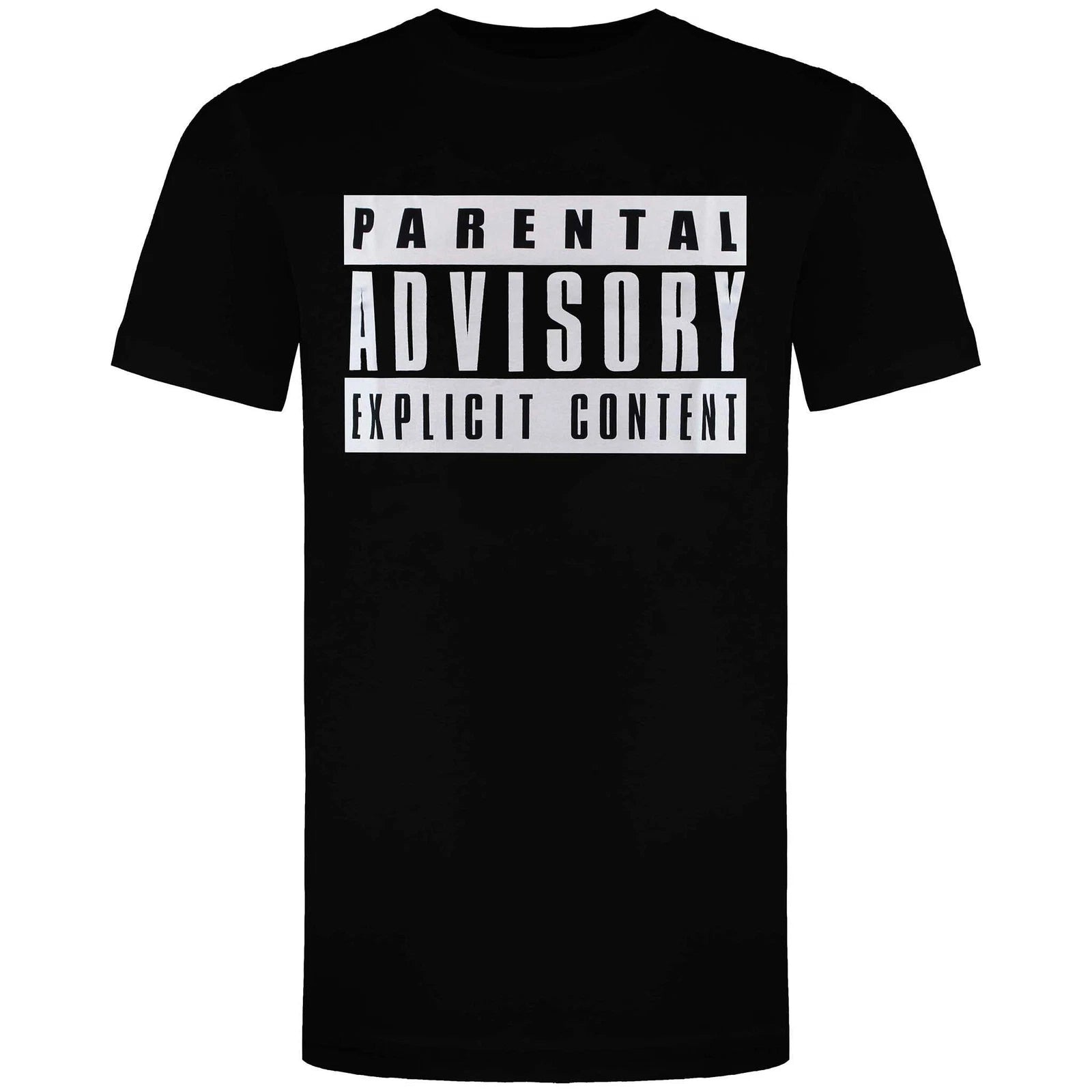 Parental Advisory Logo Short Sleeve Crew Neck Mens Black T-Shirt TMMTS016BLK