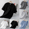 Slip Fit Men T Shirt Short Sleeve Round Neck Solid Color Casual Top Summer Use