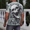 Skull Print T Shirt for Men Loose Fit Breathable Polyester Casual Wear