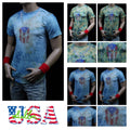 Men's Long T-Shirt Extended Shirt Vintage Urban Skull Elongated  Casual Hipster