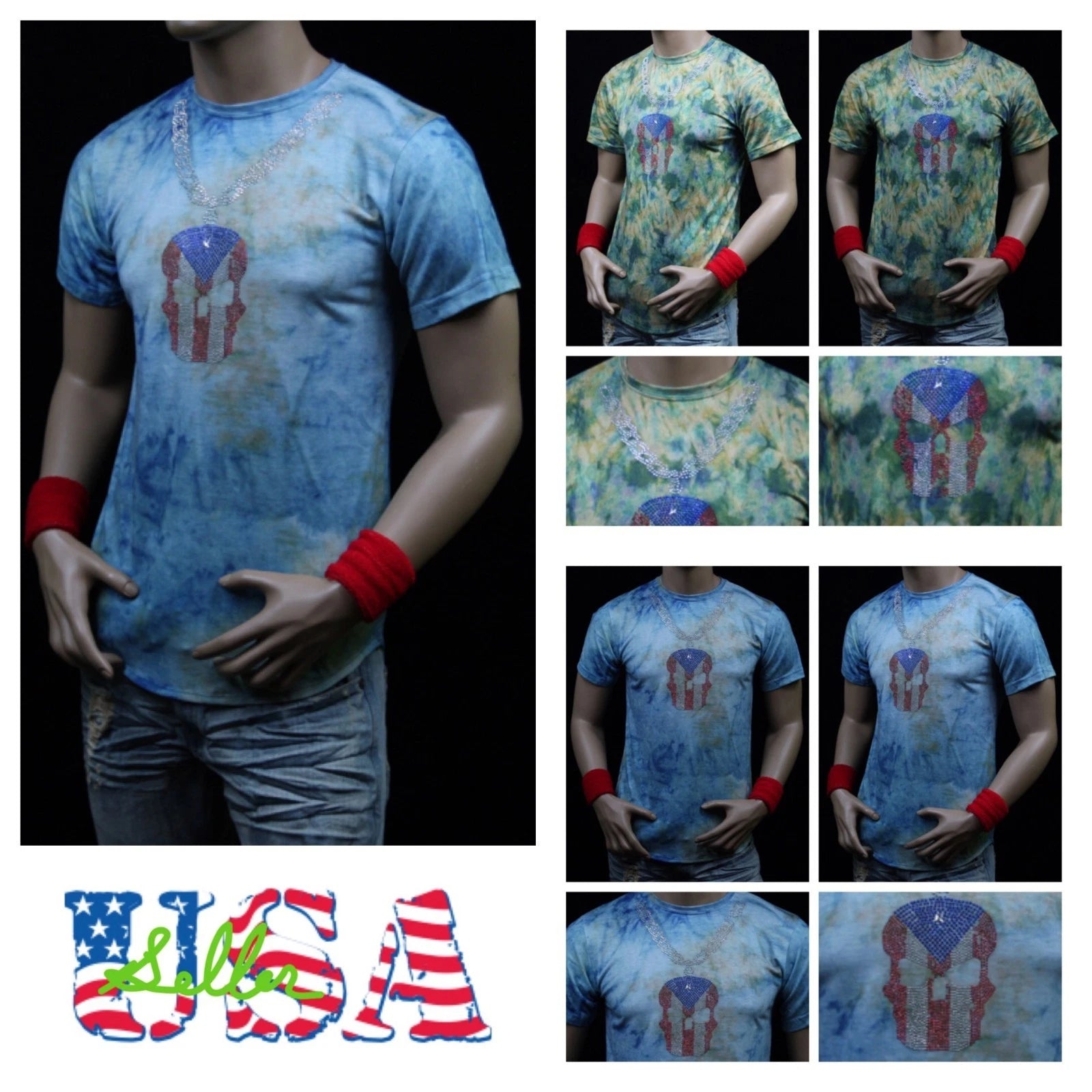 Men's Long T-Shirt Extended Shirt Vintage Urban Skull Elongated  Casual Hipster
