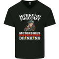 Weekend Forecast Motorbikes Mens V-Neck Cotton T-Shirt