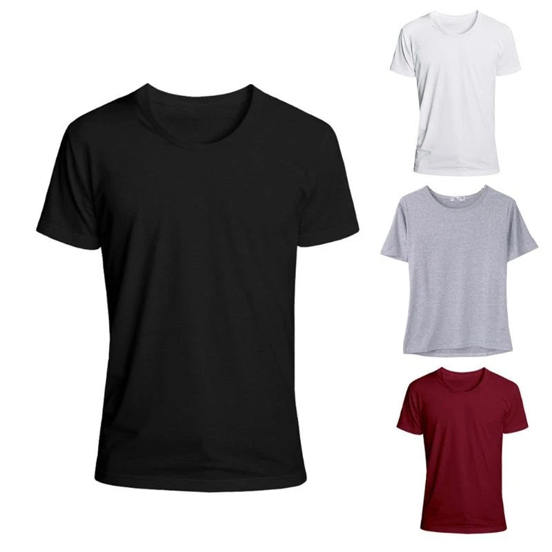 4 Colors Mens Trendy Short Sleeve T-Shirts Basic Solid Color Workout