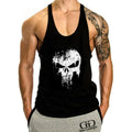 Men's Gym Bodybuilding Tank Top Muscle T-Shirt Fitness Stringer skull Shirts