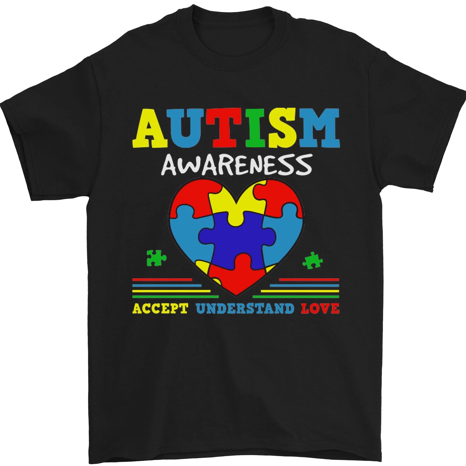 Autism Awareness Autistic Love Accept ASD Mens T-Shirt 100% Cotton