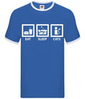 Eat Sleep Cats - Mens Ringer - Kitten Pet Pets Anima Cute Cats Gift Love
