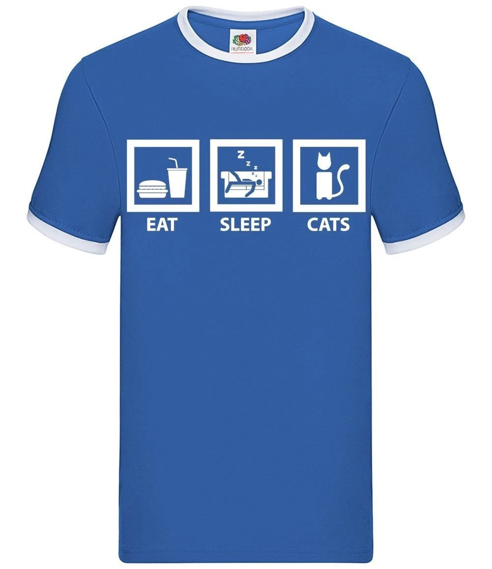 Eat Sleep Cats - Mens Ringer - Kitten Pet Pets Anima Cute Cats Gift Love