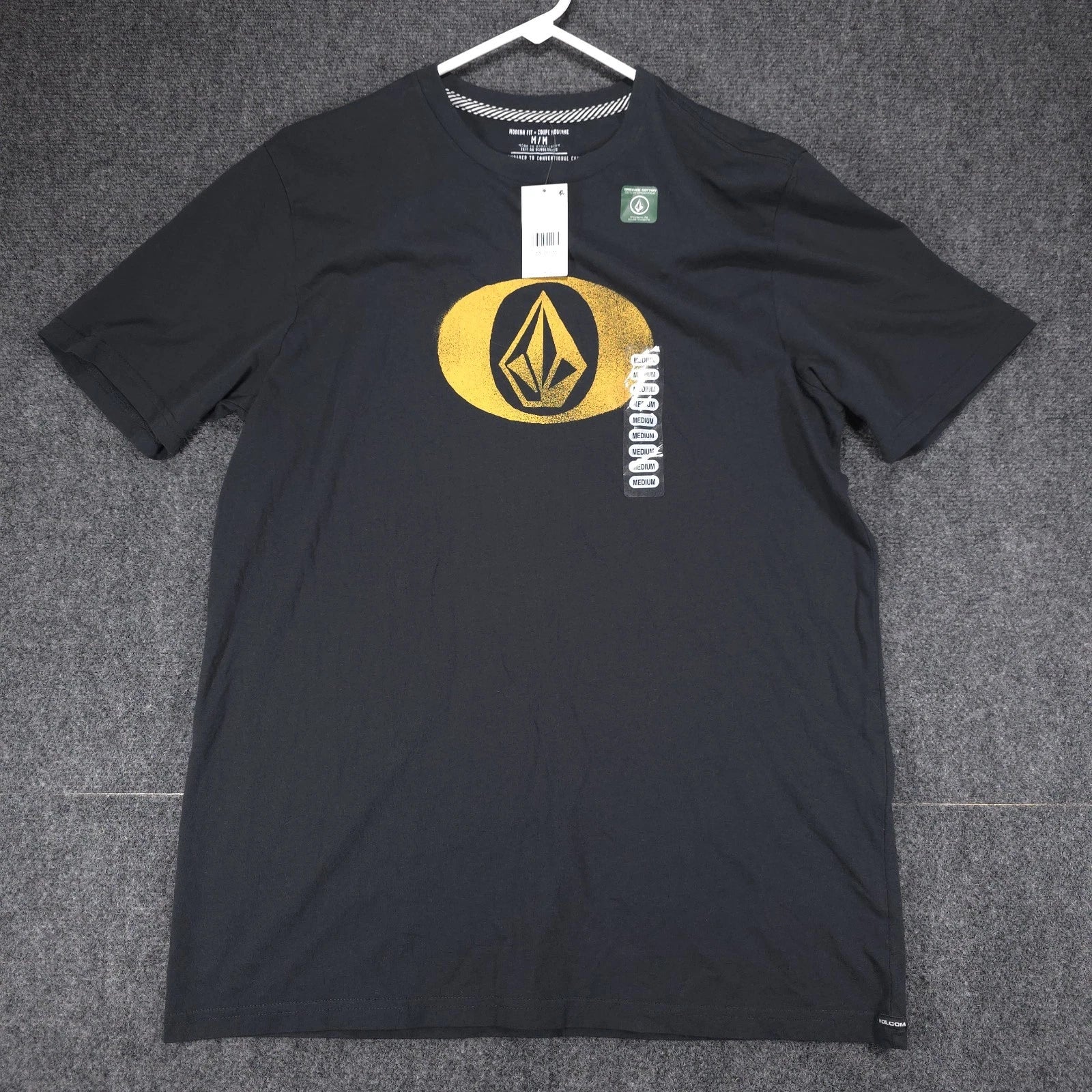 Volcom Mens Medium Black Elliptical Stone Logo Organic Cotton T-Shirt NWT