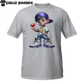 Urban Streetwear Tee – Cartoon Rapper Kid Holding Red Heart T-Shirt