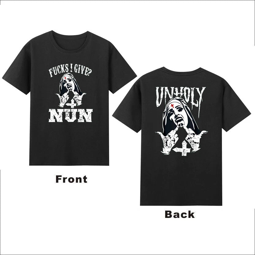 Unholy Nun F I Give? Nun Funny Satanic Tattoos Unholy Evil T-Shirt