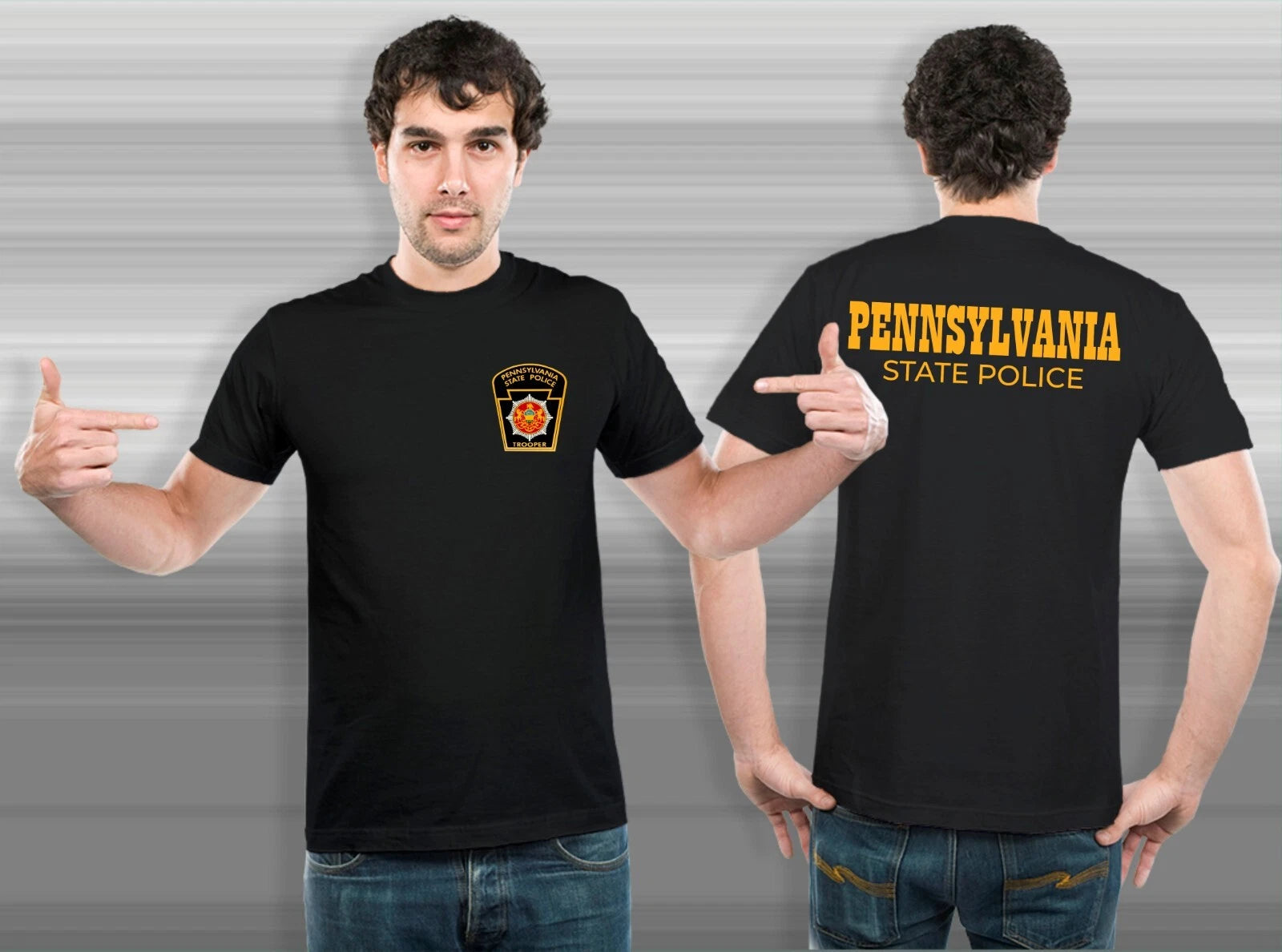 NEW Pennsylvania State Police United States Department Navy Black White T-Shirt