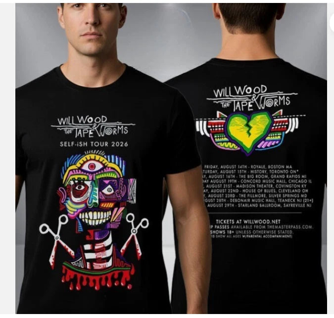 Will Wood Self-ish Tour 2026 T-Shirt Two Sided Dates Concert Tee