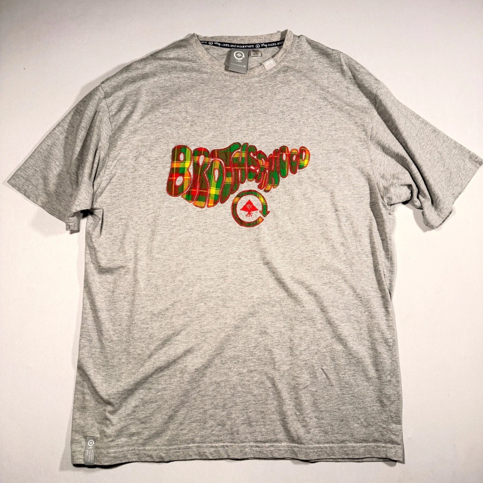LRG Brotherhood Shirt Mens XXL Grey Plaid Embroidered Applique Y2K Skate Street