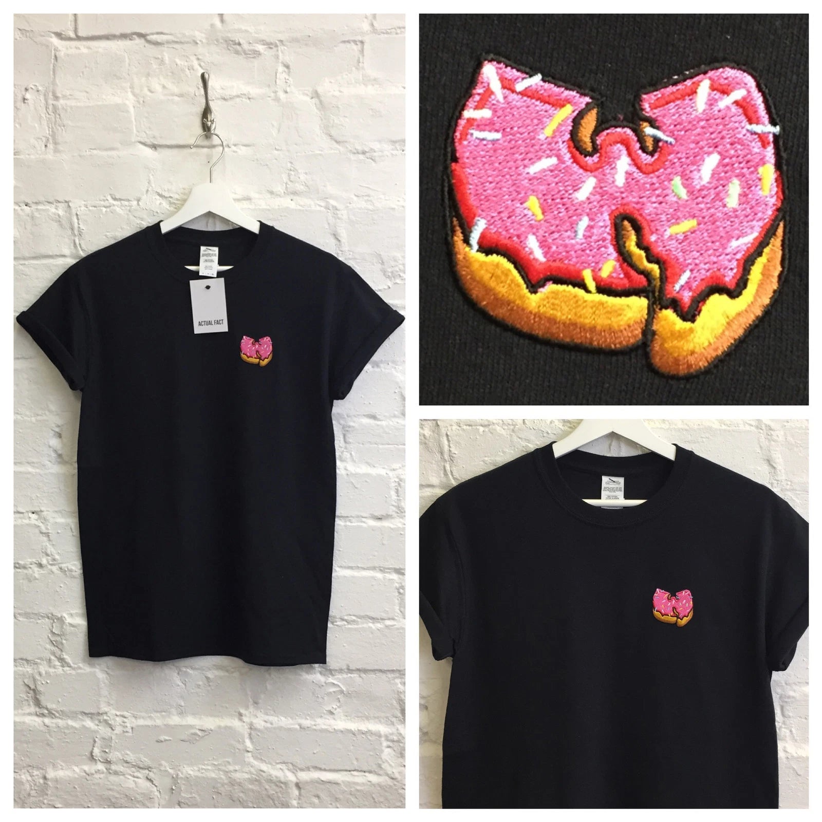 Wu x Pink Donut Black Embroidered T-shirt