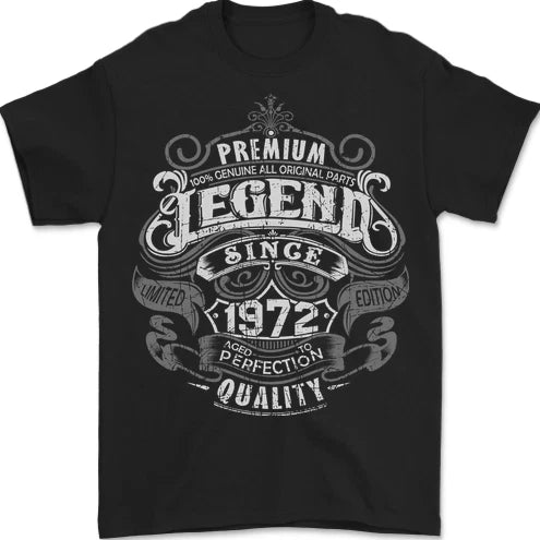 Premium Legend 54th Birthday 1972 Mens T-Shirt 100% Cotton
