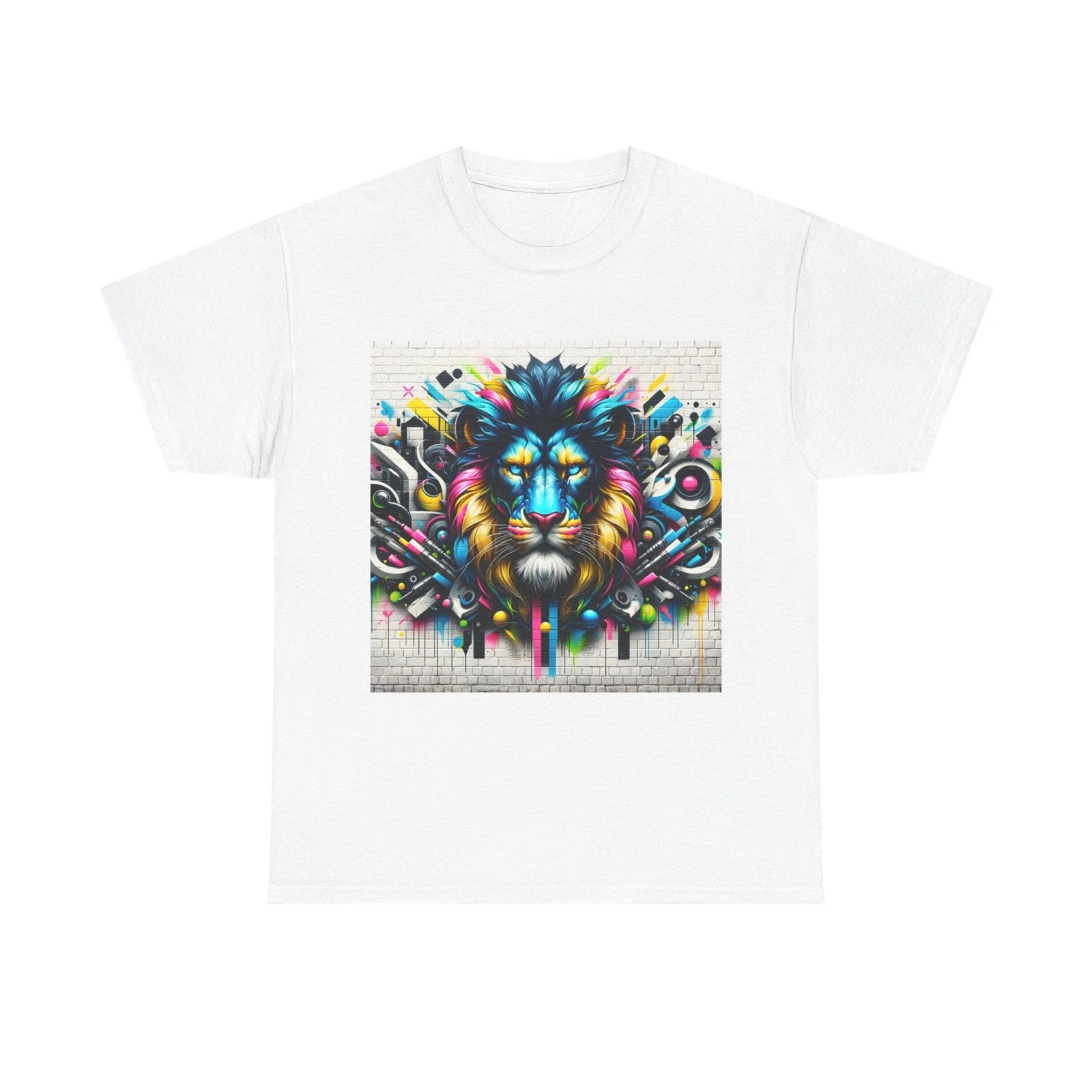 Unisex Adult T Shirt Lion Graffiti Urban Art Print
