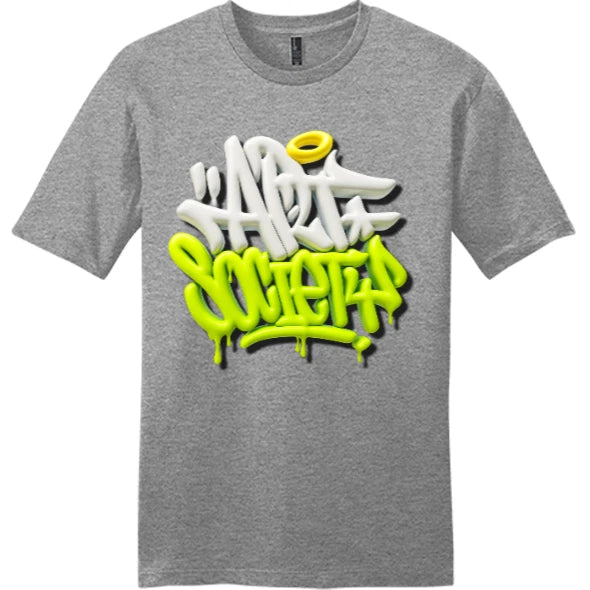 NEW Art Society 3D GRAFFITI BLACK/GREEN Tee Shirt GREY FROST SM-4XL MADE IN USA