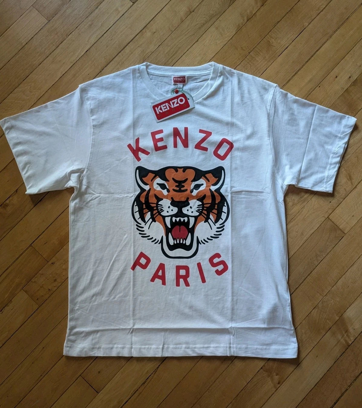 KENZO Lucky Tiger Oversize T-Shirt White - Size L - NWT