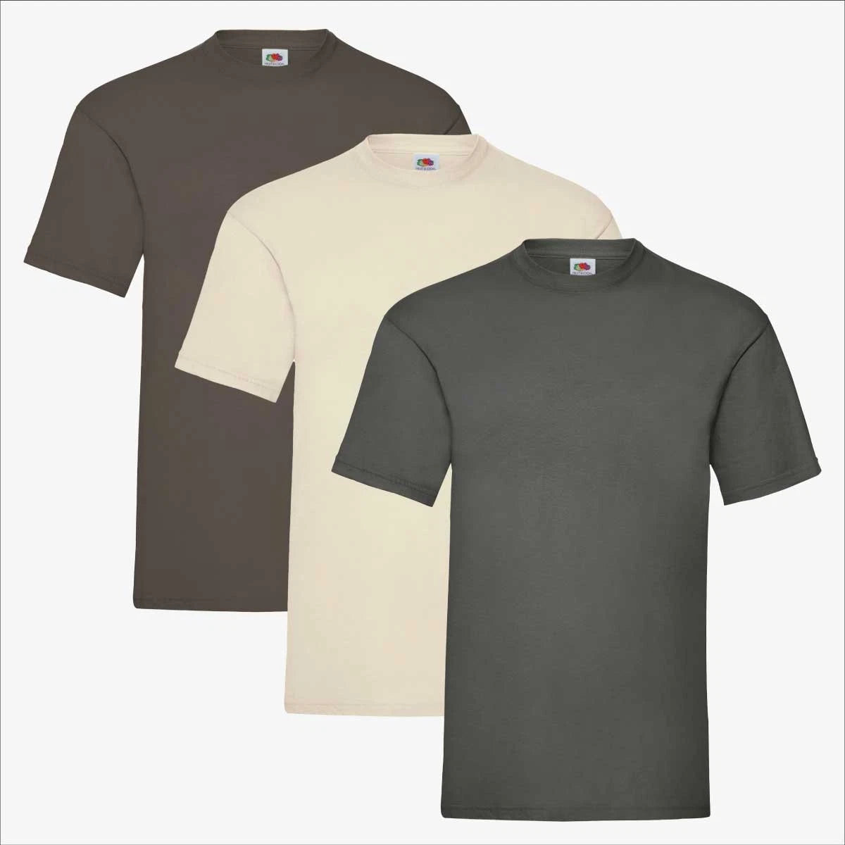 Fruit of the Loom Valueweight T-Shirt 3 Pack | Mens Earth Tones Olive Brown