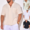 Men's Short Sleeve Slim Fit Button Shirts Knitted Shirts Casual Shirt