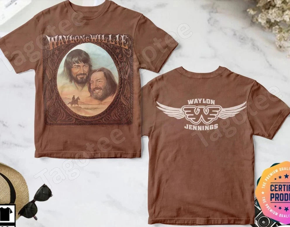 Waylon And Willie Album Cover 3D T-Shirt Unisex Full Size Tee