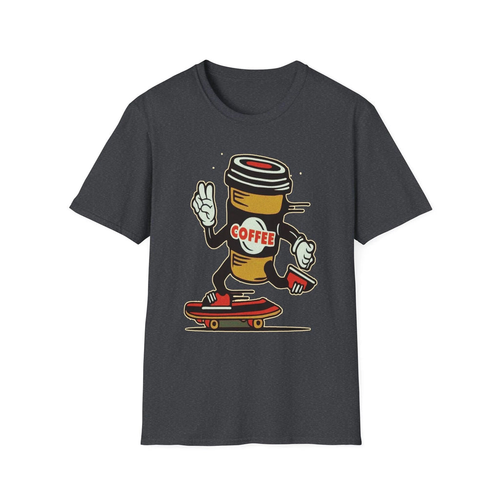 Skateboarding Coffee T-Shirt, Funny Coffee Lover's Tee, Unisex Gift