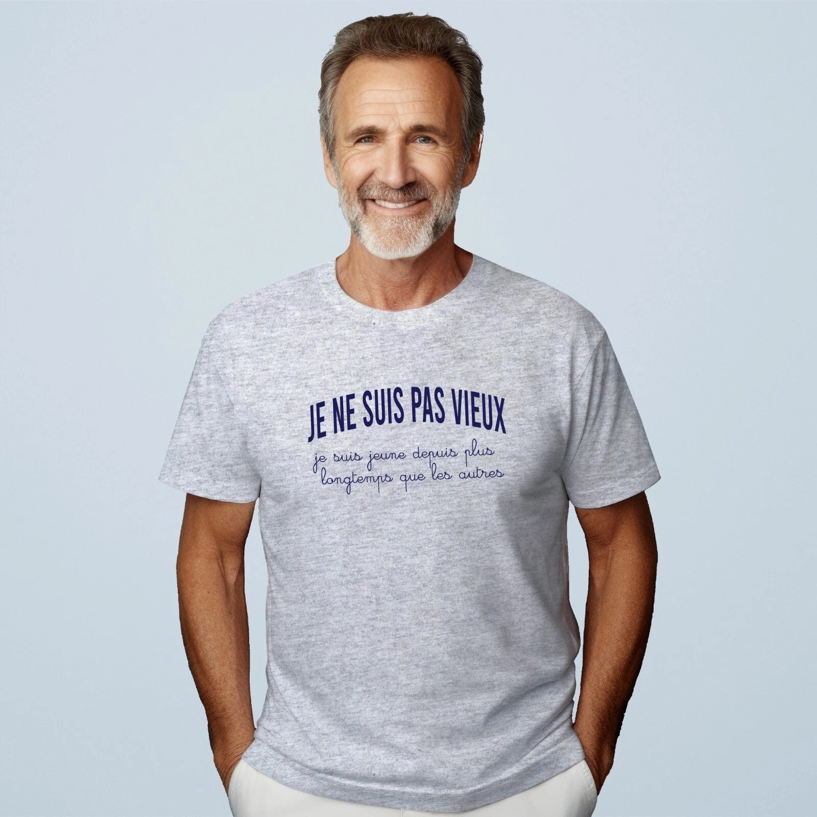 Mens grey short sleeve t-shirt, I AM NOT OLD, I HAVE BEEN YOUNG EVER SINCE