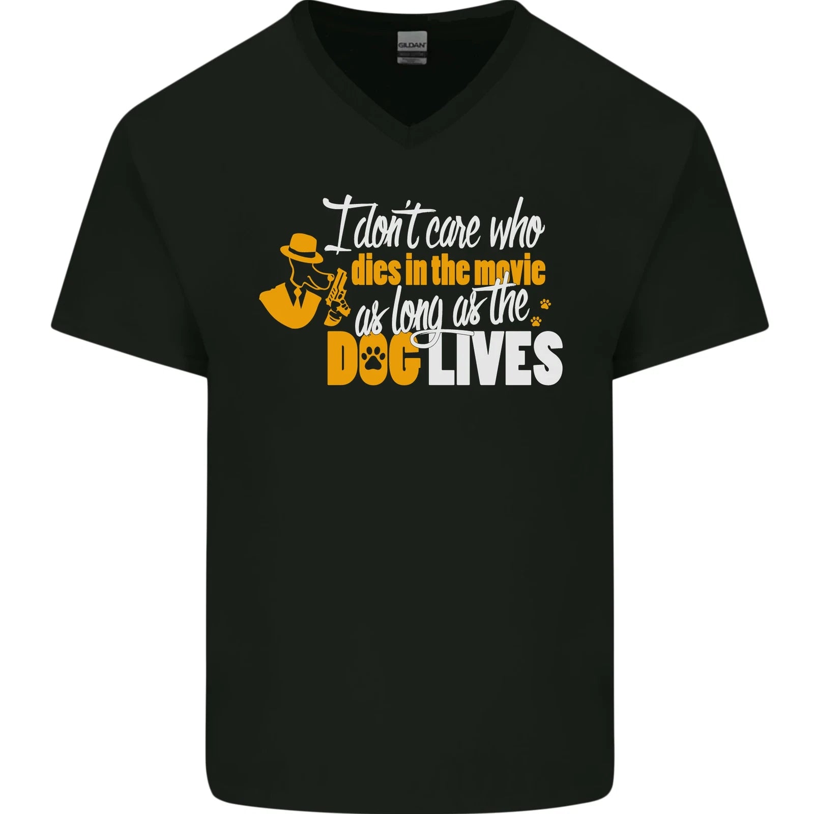 Funny Dog & Movie Lover Mens V-Neck Cotton T-Shirt