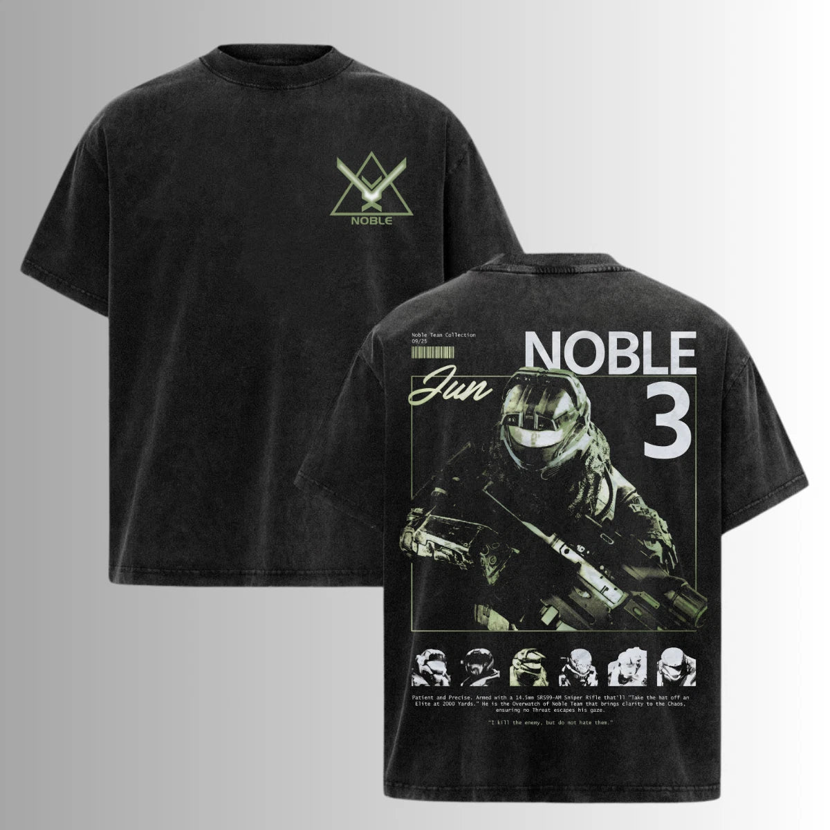 "Jun" Noble 3 - Halo: Reach T-Shirt Oversized Heavyweight Cotton Game Lover