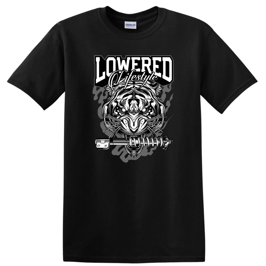 Tiger Graphic Lowered Lifestyle Muscle Car T Shirt Cool Tee for Car Lovers