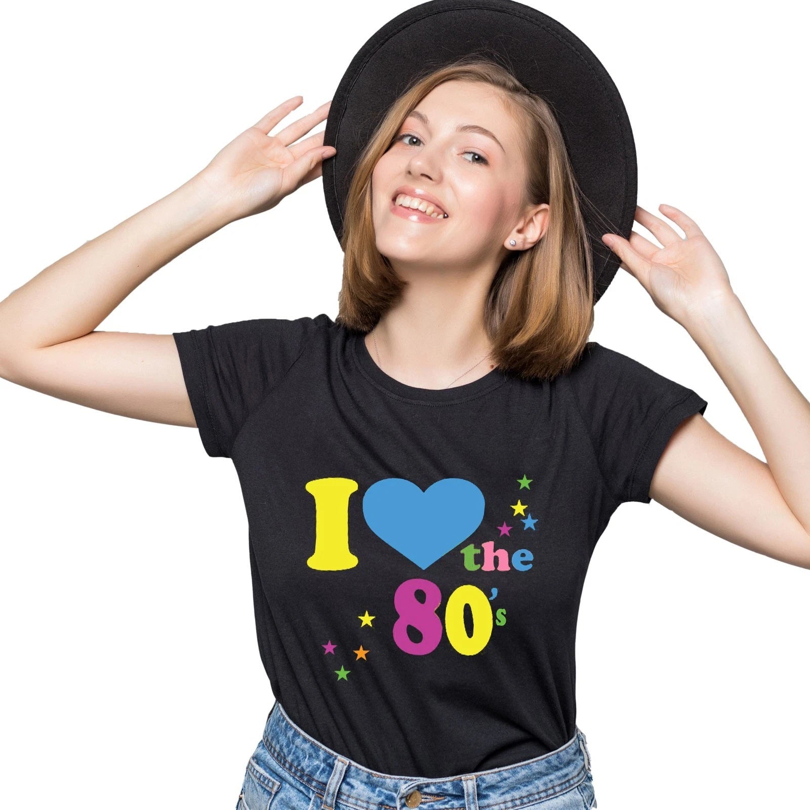 I Love The 80s Fancy Dress Globe Party Neon Festival Mens Womens T-Shirt1#TA-194