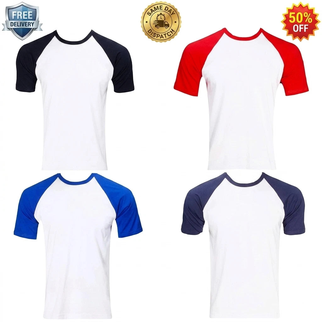 Men's Premium Quality Cotton Half Sleeve T-Shirt Raglan Top Man Tee Shirt