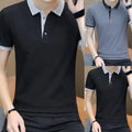 Men's Casual Short Sleeve Ribbed T Shirt Slim Fit Pullover Turn Down Collar Top