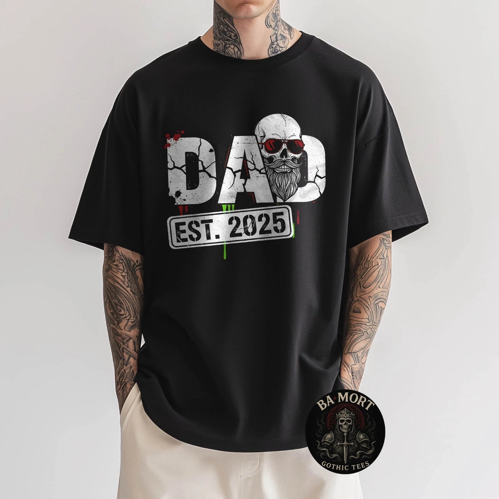 Dad Est. 2025  Skull  Streetwear Grunge Edition T-Shirt