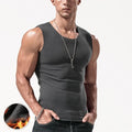 Winter Warm Round Neck Sleeveless Muscle Vest TShirt for Men Coffee M 2XL