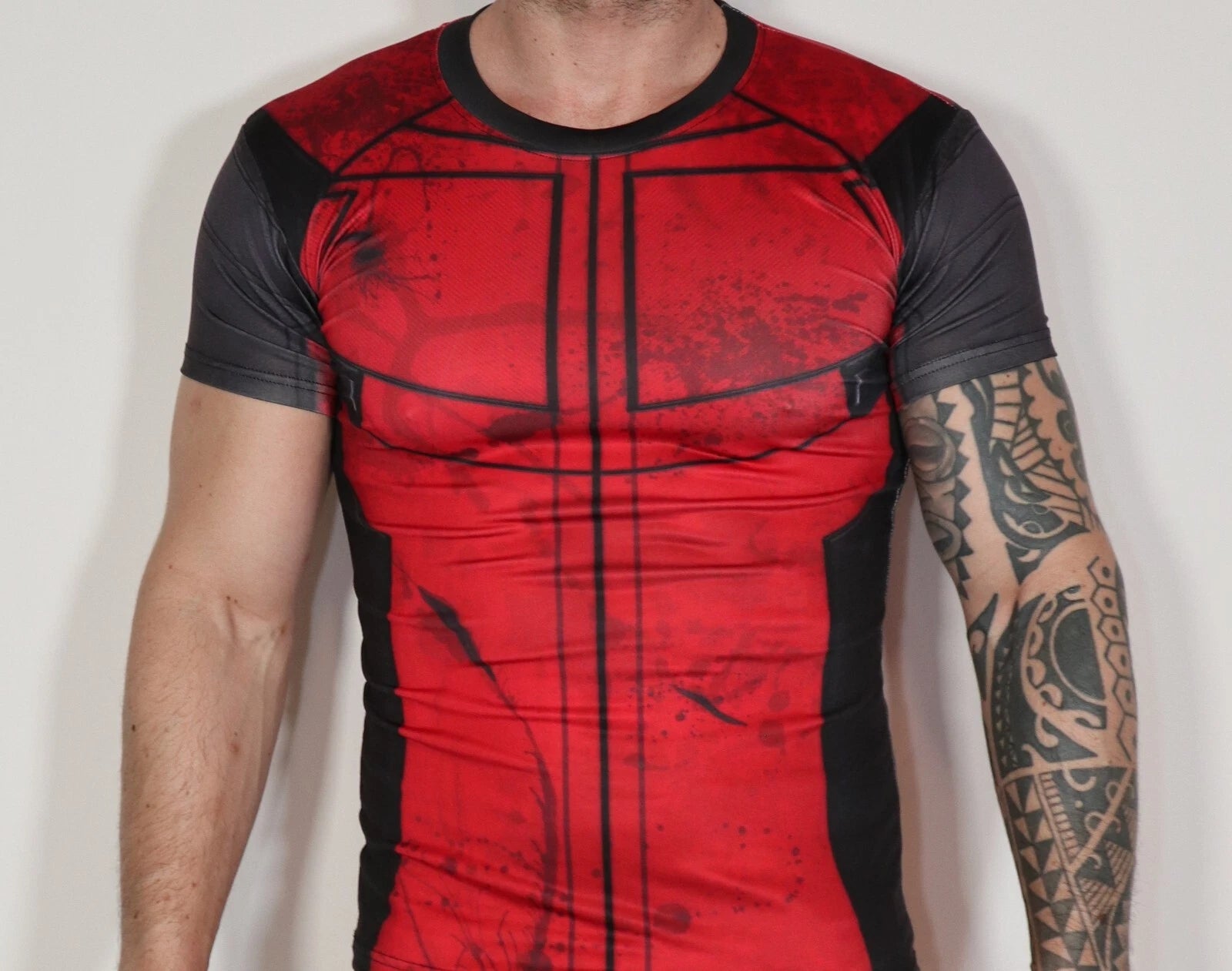 MEN'S RED SLIM-FIT POLYESTER SHIRT ADULT L